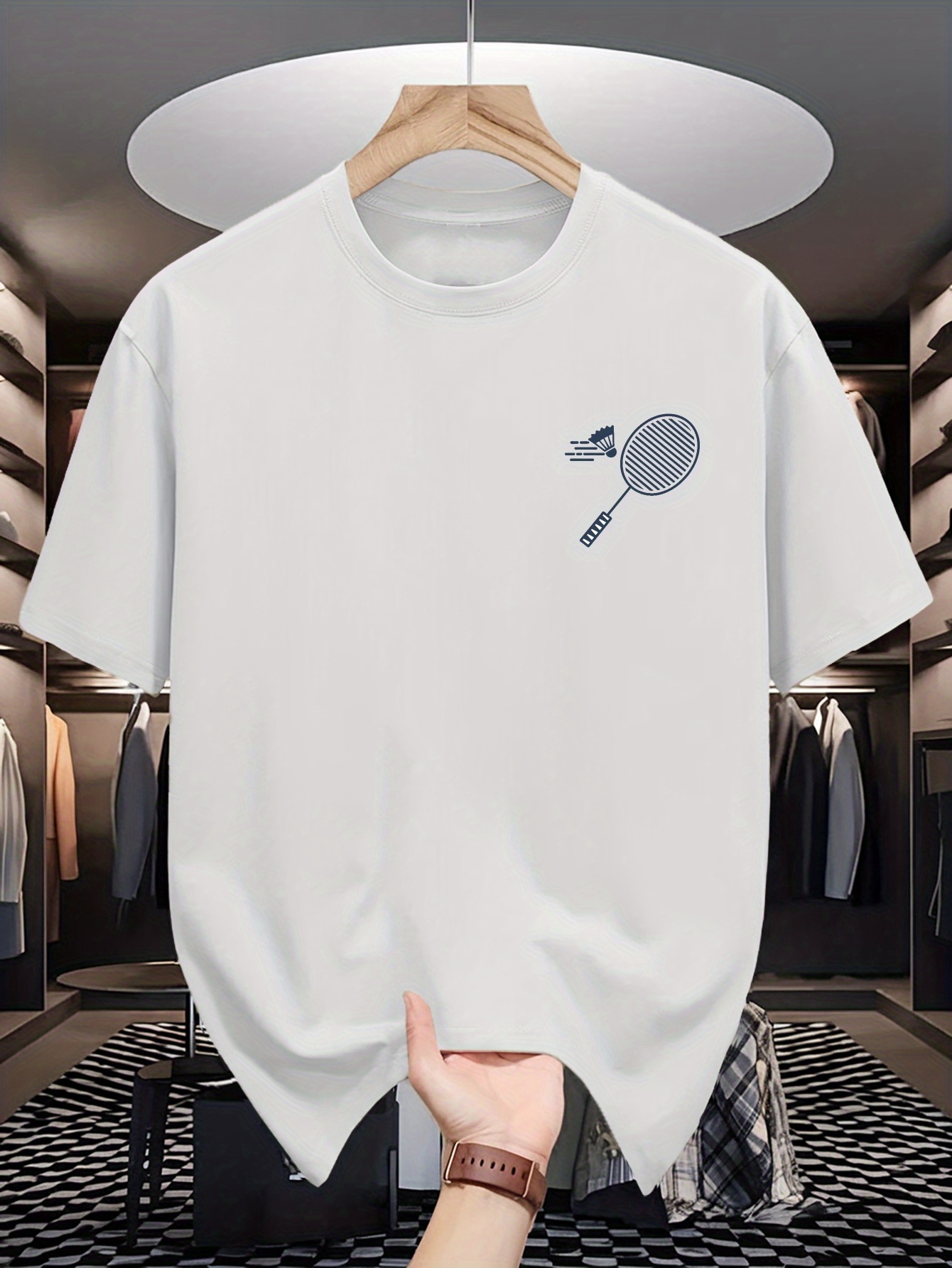 T-shirt girocollo da uomo con  - Badminton Shuttlecock recensione e prezzo